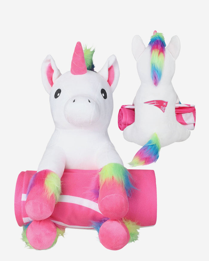 New England Patriots Throw Blanket With Plush Unicorn FOCO - FOCO.com