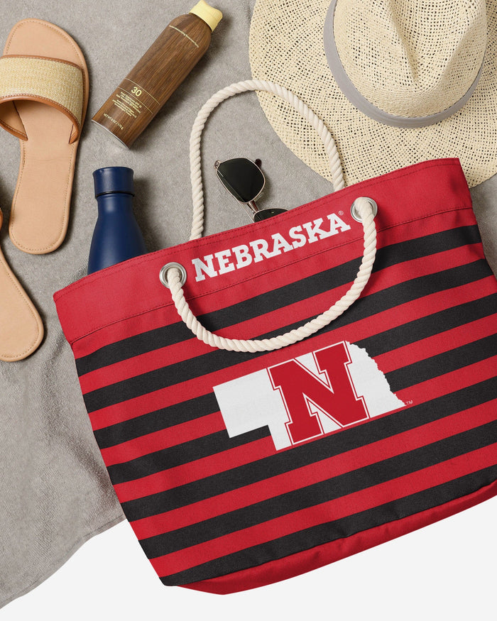 Nebraska Cornhuskers Nautical Stripe Tote Bag FOCO - FOCO.com