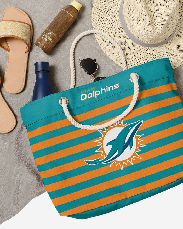 Miami Dolphins Nautical Stripe Tote Bag FOCO - FOCO.com