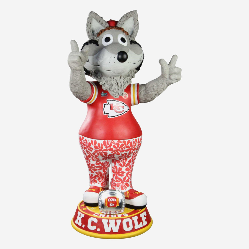 KC Wolf Kansas City Chiefs Super Bowl LVII Champions Floral Pants 3 Ft Mascot Bobblehead FOCO - FOCO.com