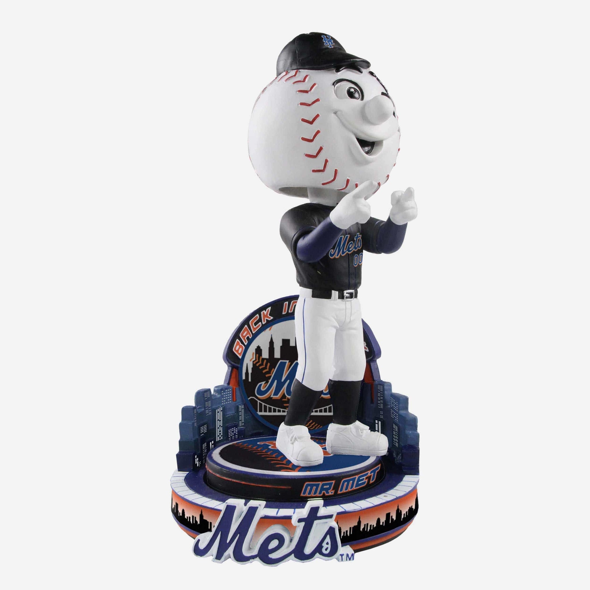 Mr Met New York Mets Black Jersey Field Stripe Mascot Bighead Bobblehe FOCO