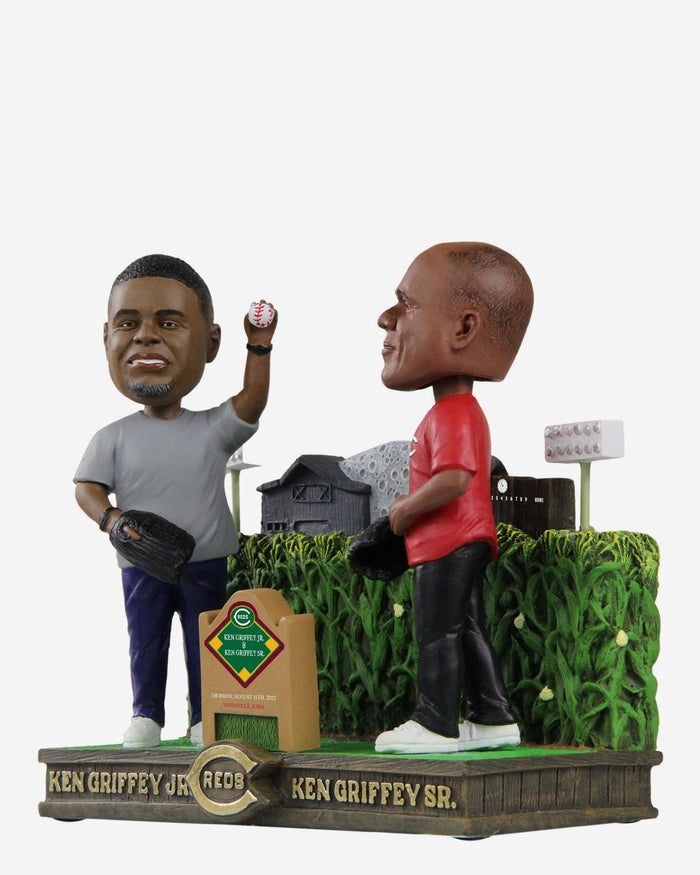 Ken Griffey Sr & Ken Griffey Jr Cincinnati Reds 2022 Dyersville Cornfield Dual Bobblehead FOCO - FOCO.com