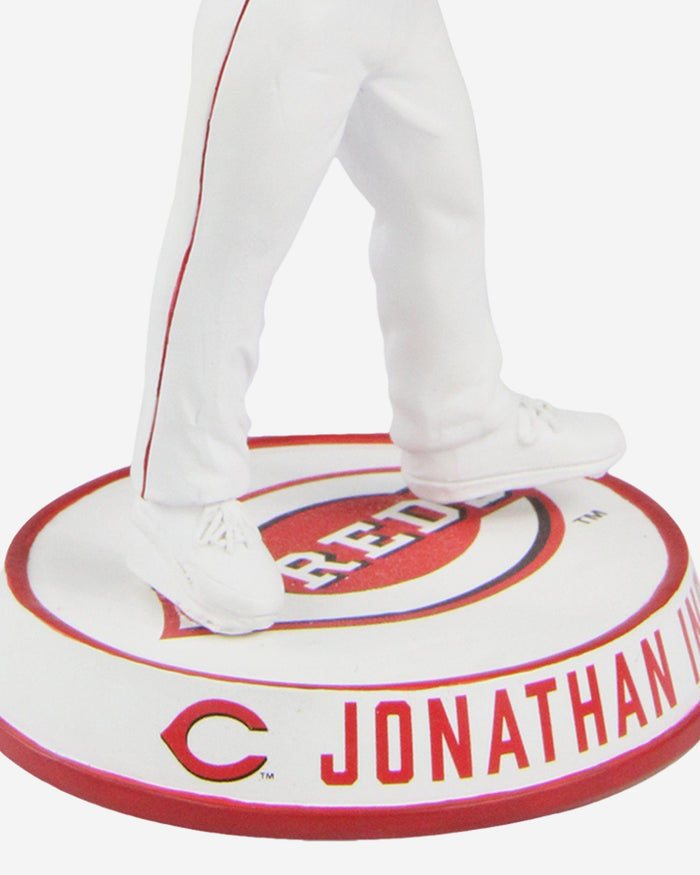 Jonathan India reacts to his first Cincinnati Reds bobblehead