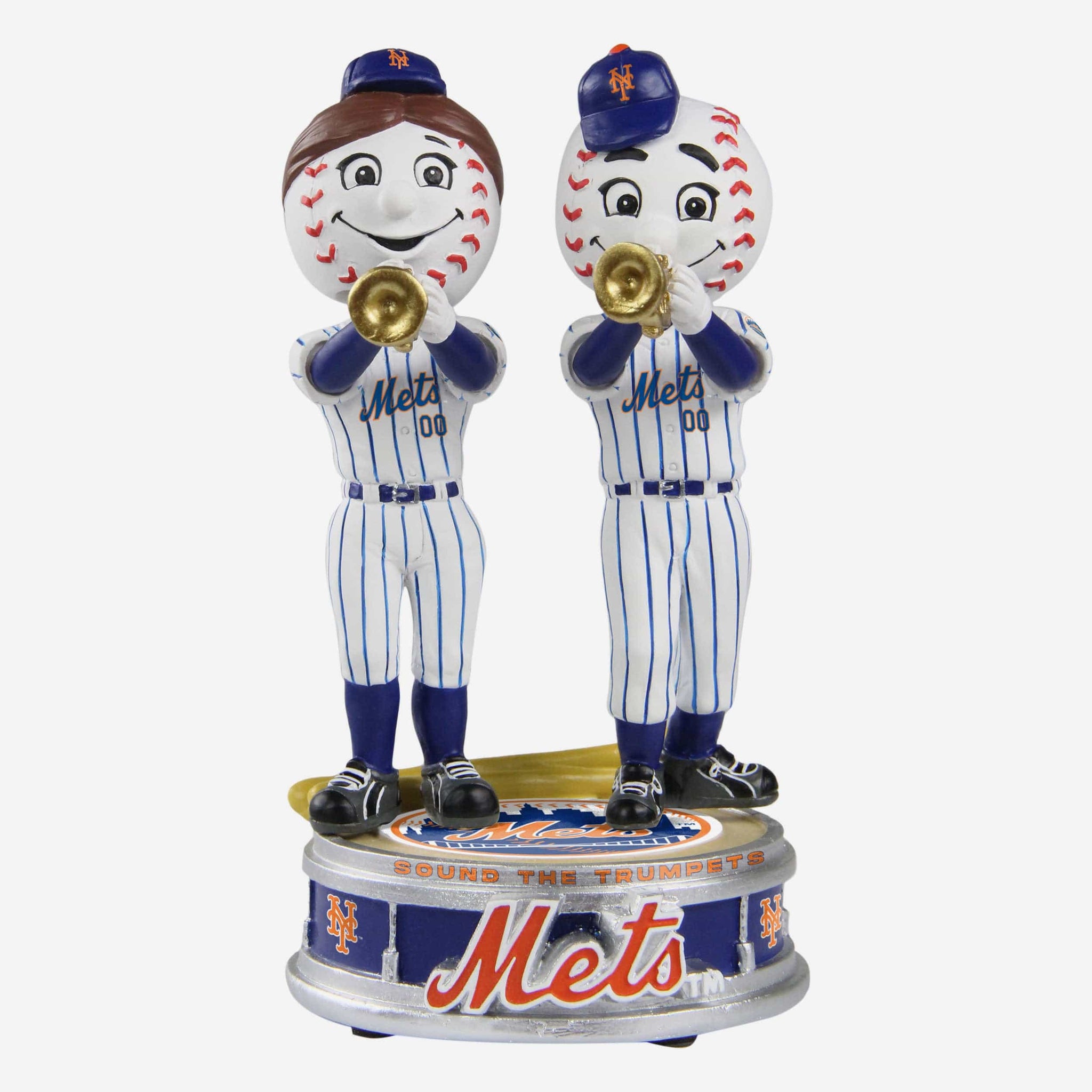 Mr Met & Mrs Met New York Mets Trumpet Mini Mascot Bobblehead