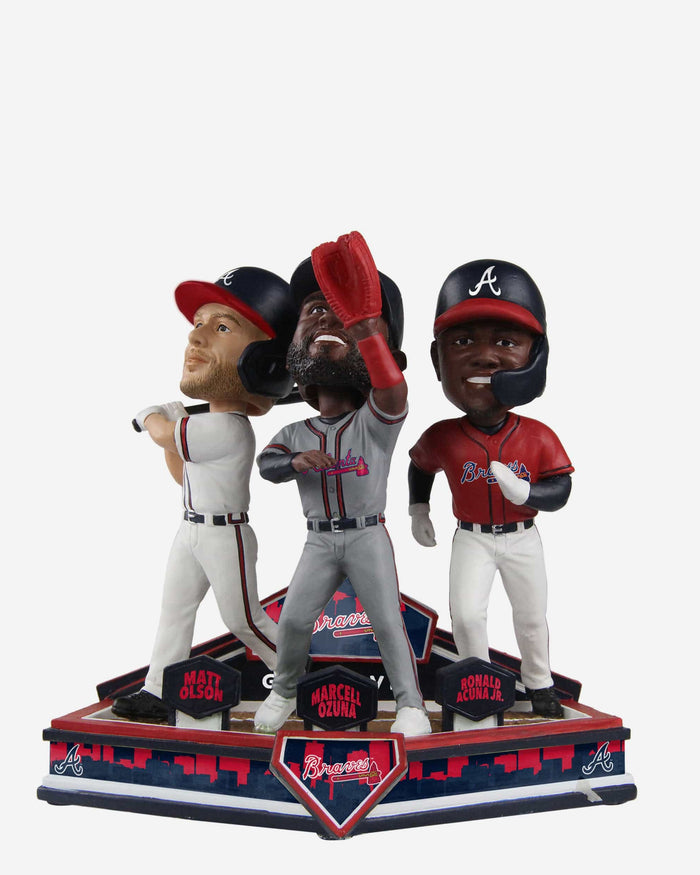 Ronald Acuna Jr. & Marcell Ozuna & Matt Olson Atlanta Braves Triple Bobblehead FOCO - FOCO.com