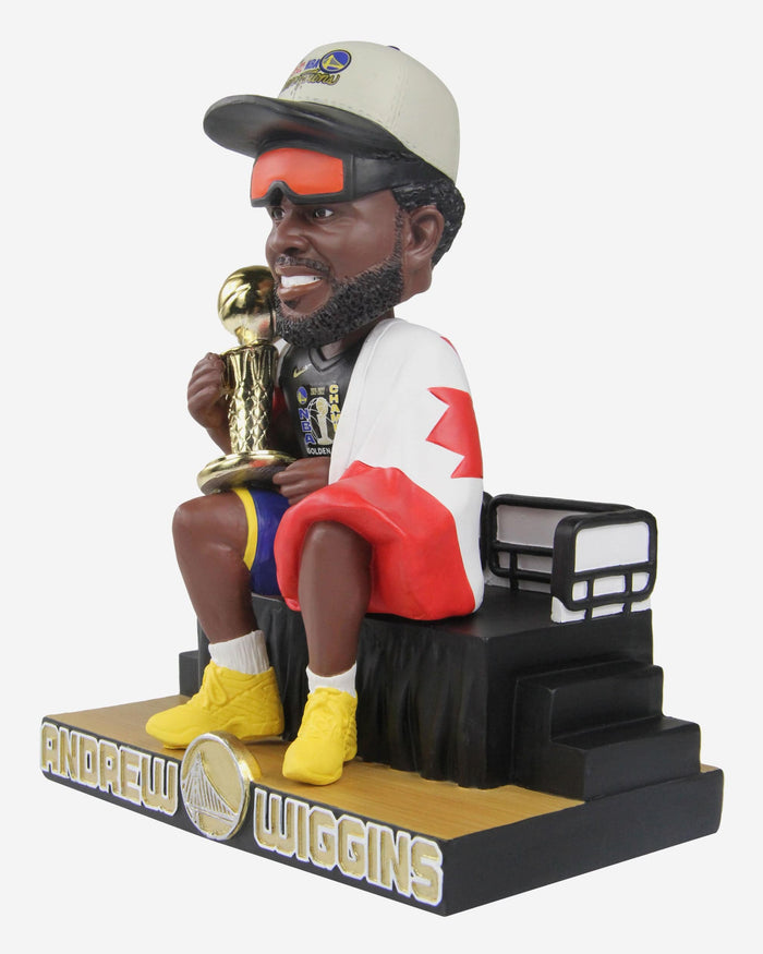 Andrew Wiggins Golden State Warriors Trophy And Flag Bobblehead FOCO - FOCO.com