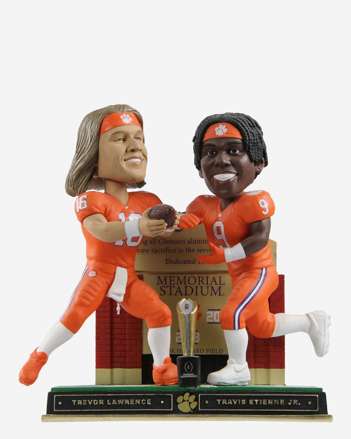 Trevor Lawrence & Travis Etienne Clemson Tigers 2018 Trophy Dual Bobblehead FOCO - FOCO.com