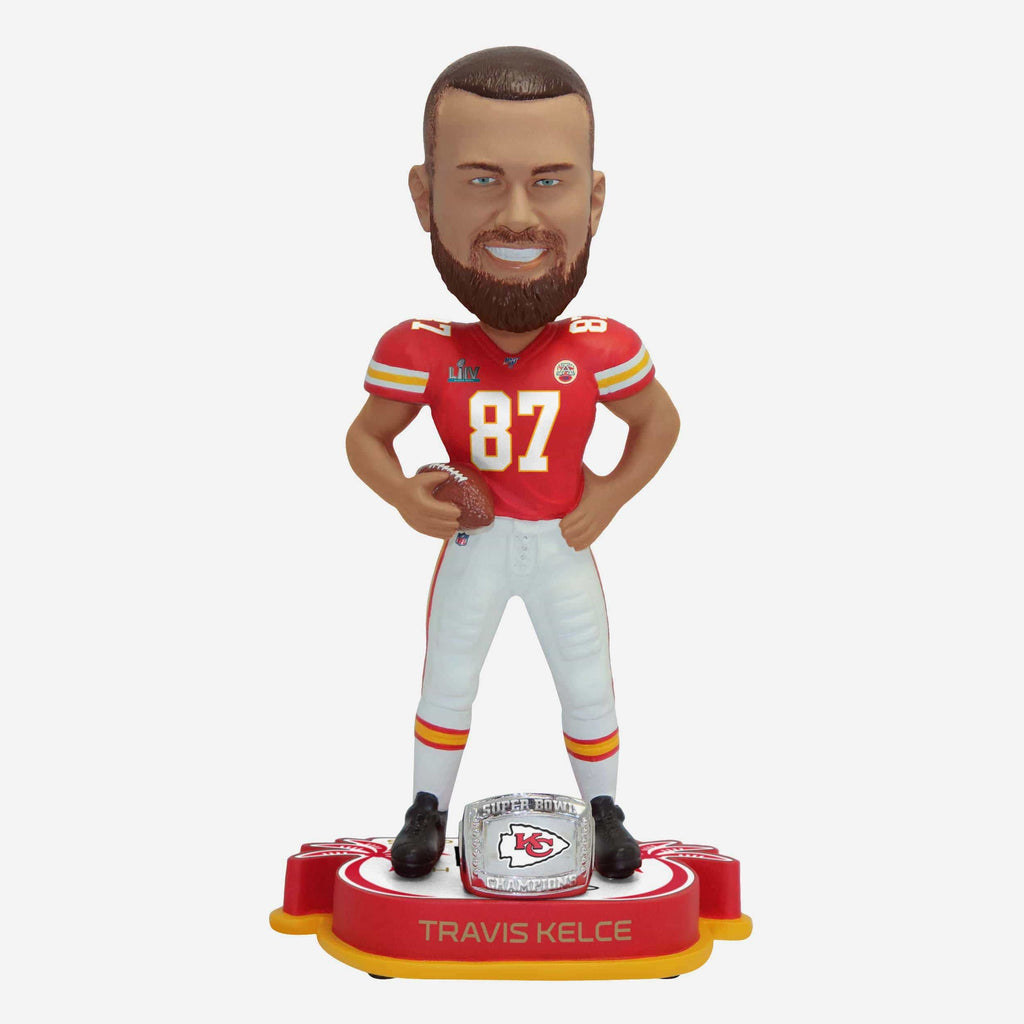 Travis Kelce Kansas City Chiefs Super Bowl LIV Champions Bobblehead FOCO - FOCO.com