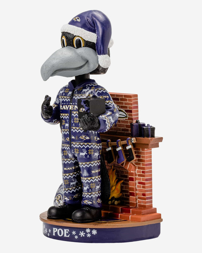 Poe Baltimore Ravens Holiday Mascot Bobblehead FOCO - FOCO.com