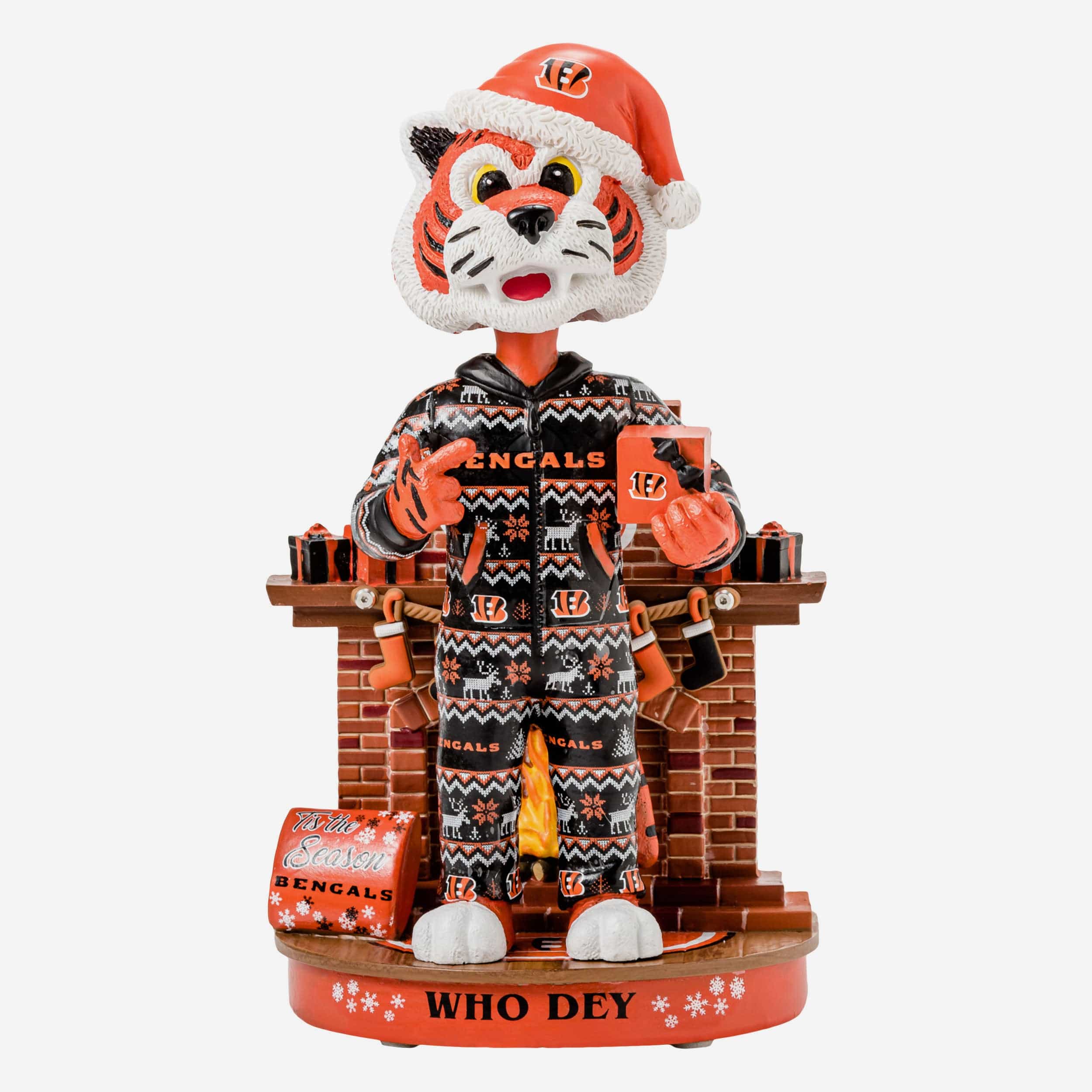 Cincinnati Bengals Snow Dey Who Dey Mini Bobblehead Scene FOCO