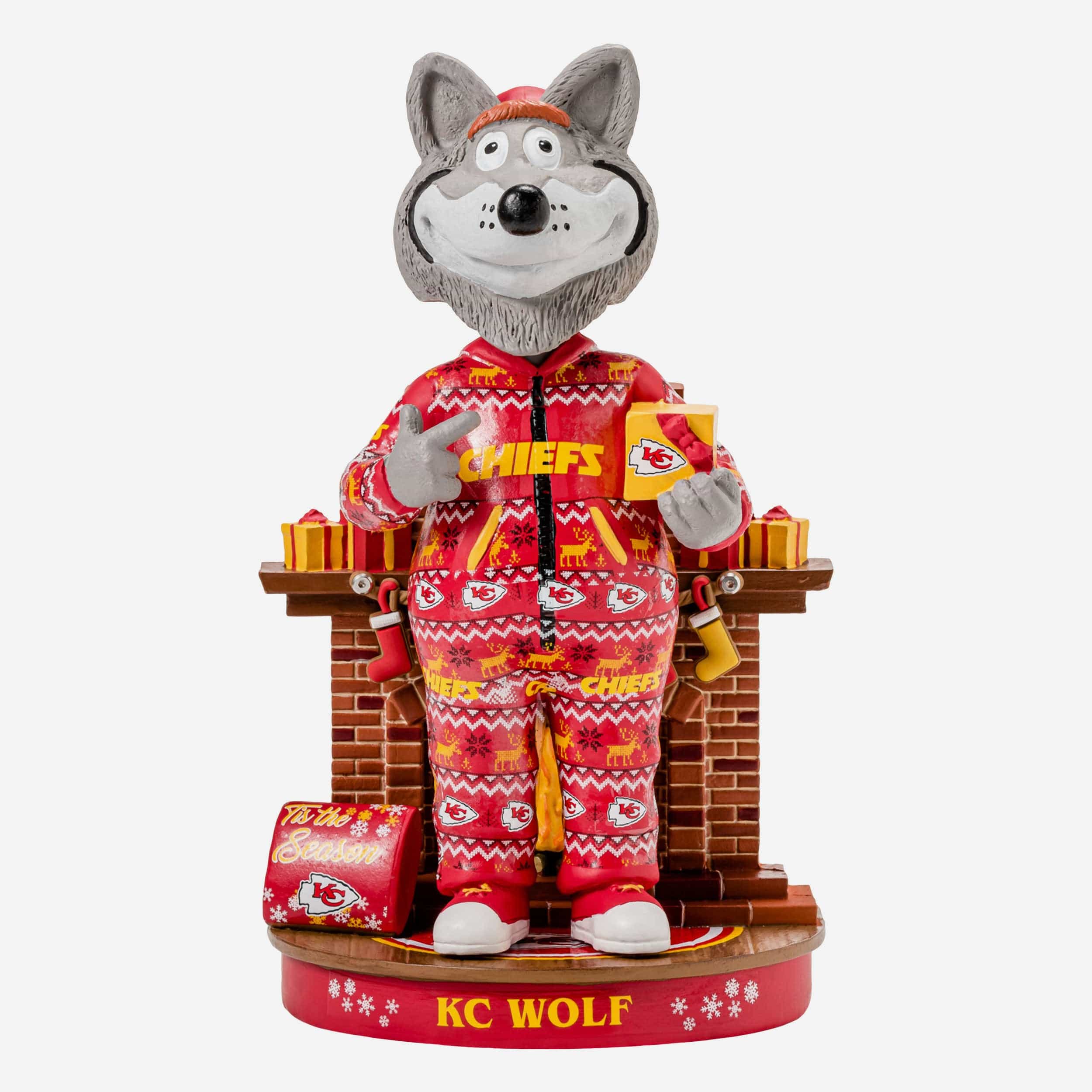 KC Wolf Kansas City Chiefs Holiday Mascot Bobblehead FOCO