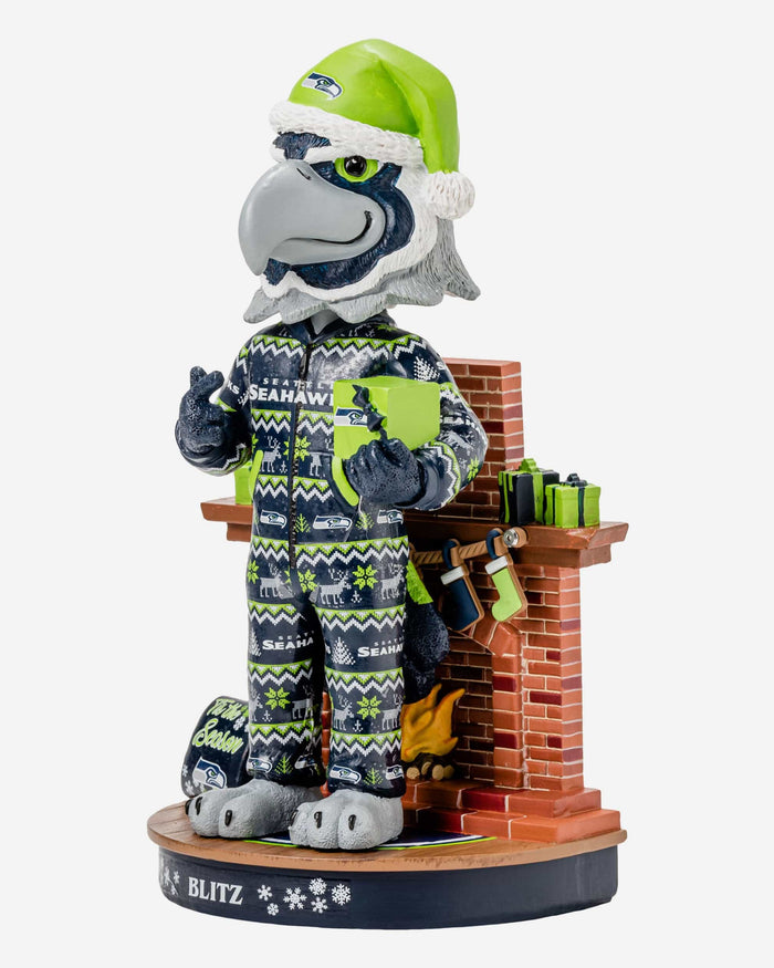 Blitz Seattle Seahawks Holiday Mascot Bobblehead FOCO - FOCO.com