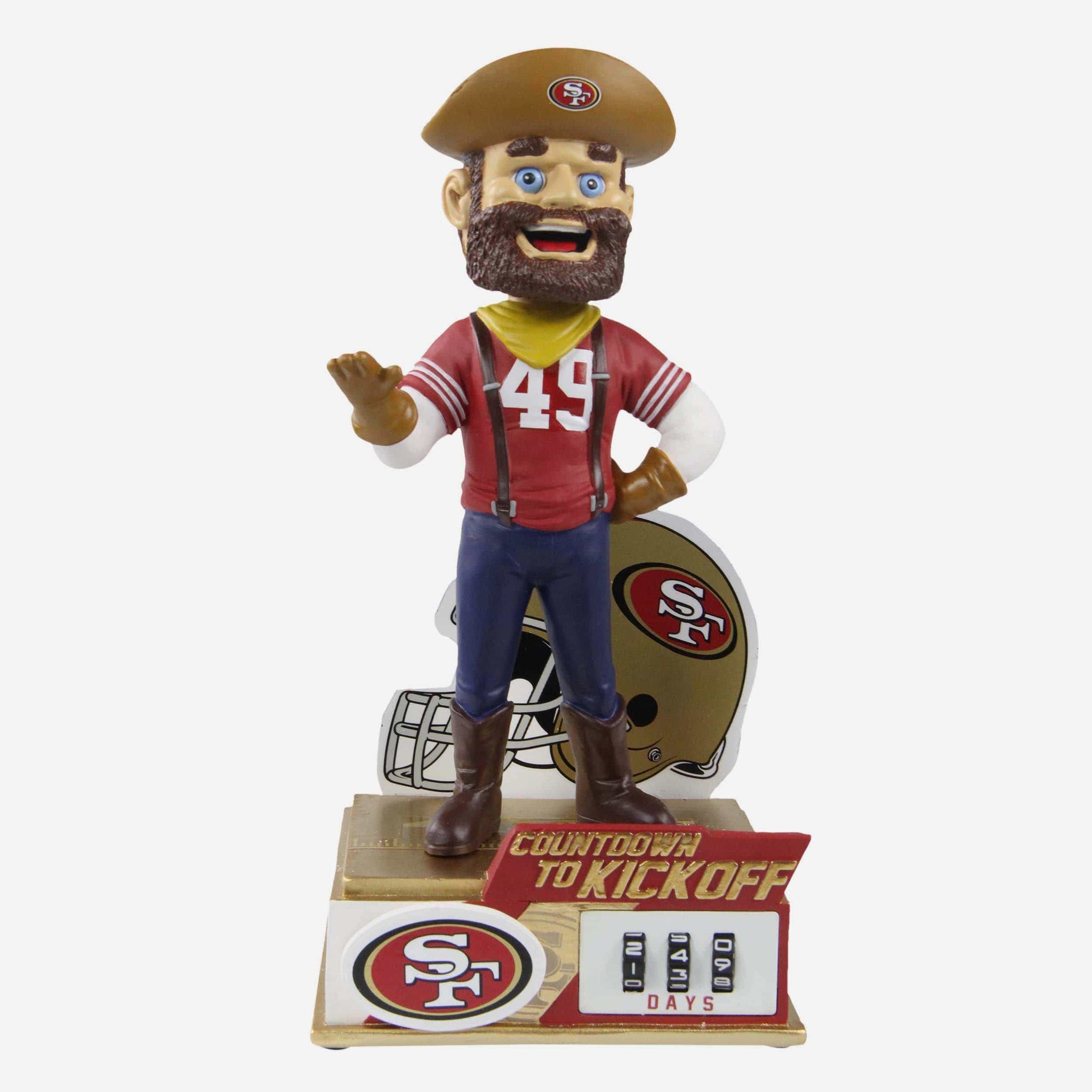 The San Francisco 49ers Mascot, Sourdough Sam, fires t-shirts into