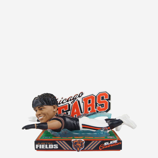 Justin Fields Chicago Bears Sliding In The Rain Victory Celebration Bo FOCO