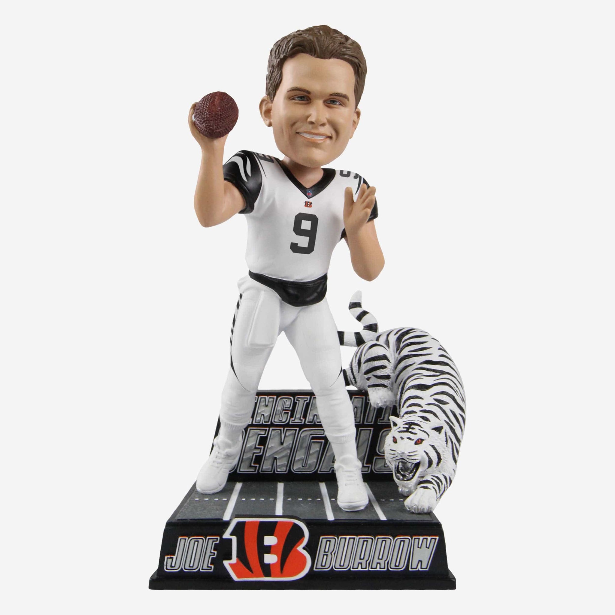 Joe Burrow Cincinnati Bengals White Tiger Bobblehead FOCO