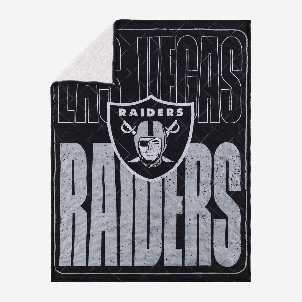 Las Vegas Raiders Big Game Sherpa Lined Throw Blanket FOCO