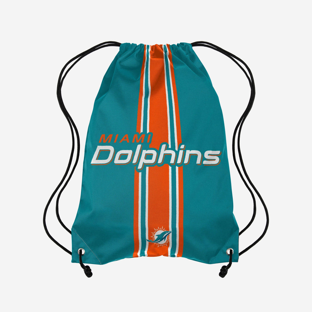 Miami Dolphins Team Stripe Wordmark Drawstring Backpack FOCO