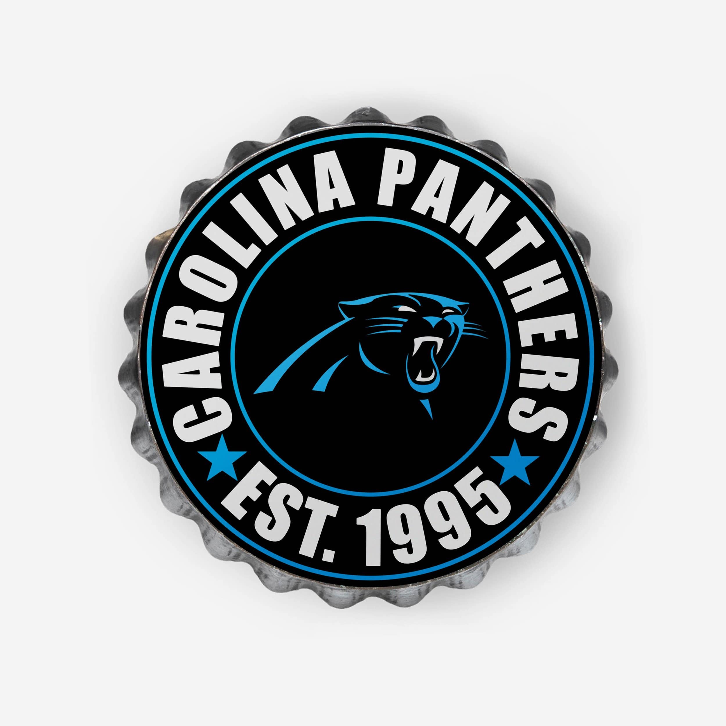 Carolina Panthers 13” Jumbo Metal Distressed Bottle Cap Wall Sign – Limited  Edition FOCO Panthers Sign – Represent the NFL, NFC South and Show Your