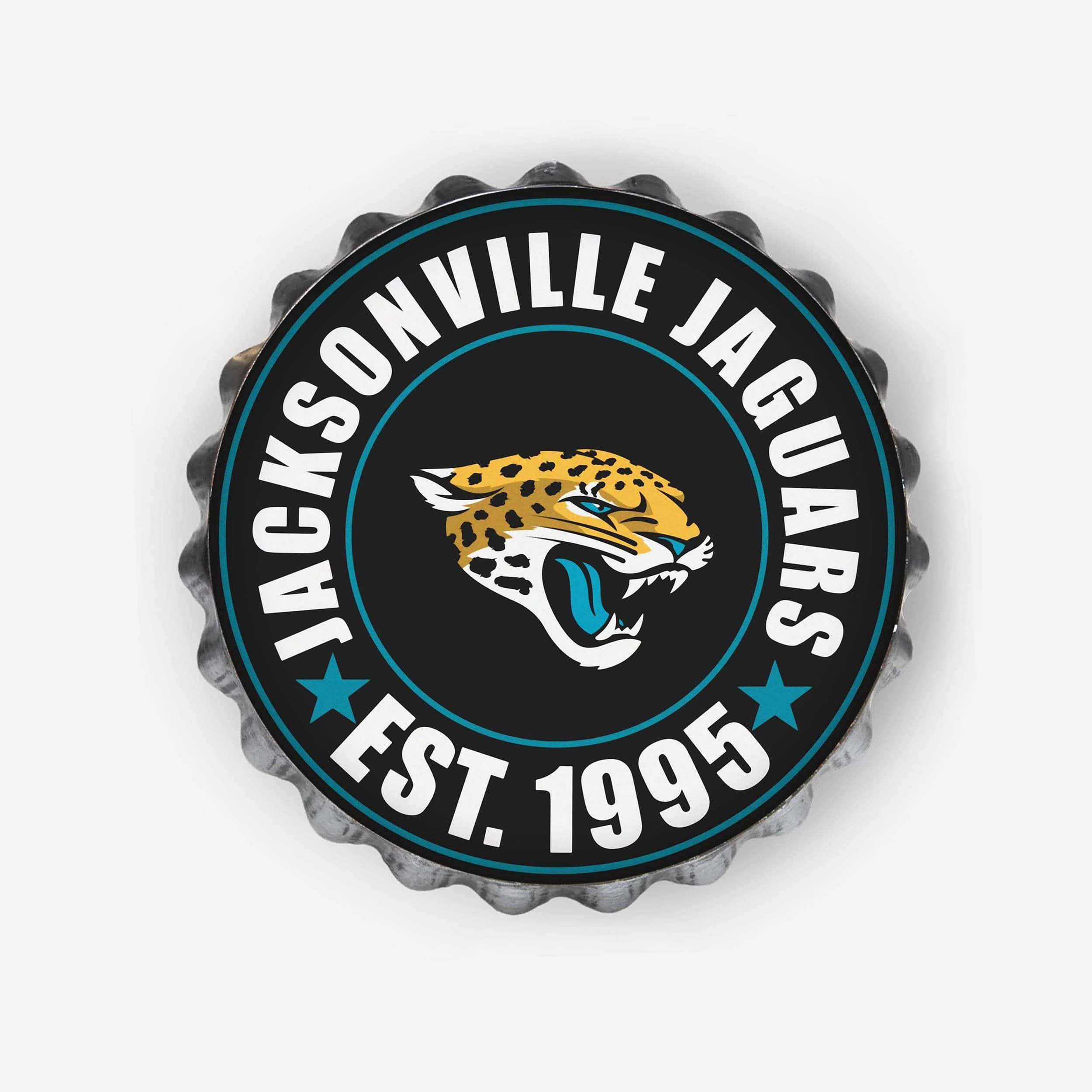 Jacksonville Jaguars 13” Jumbo Metal Distressed Bottle Cap Wall Sign –  Limited Edition FOCO Jaguars Sign – Represent the NFL, AFC South and Show  Your