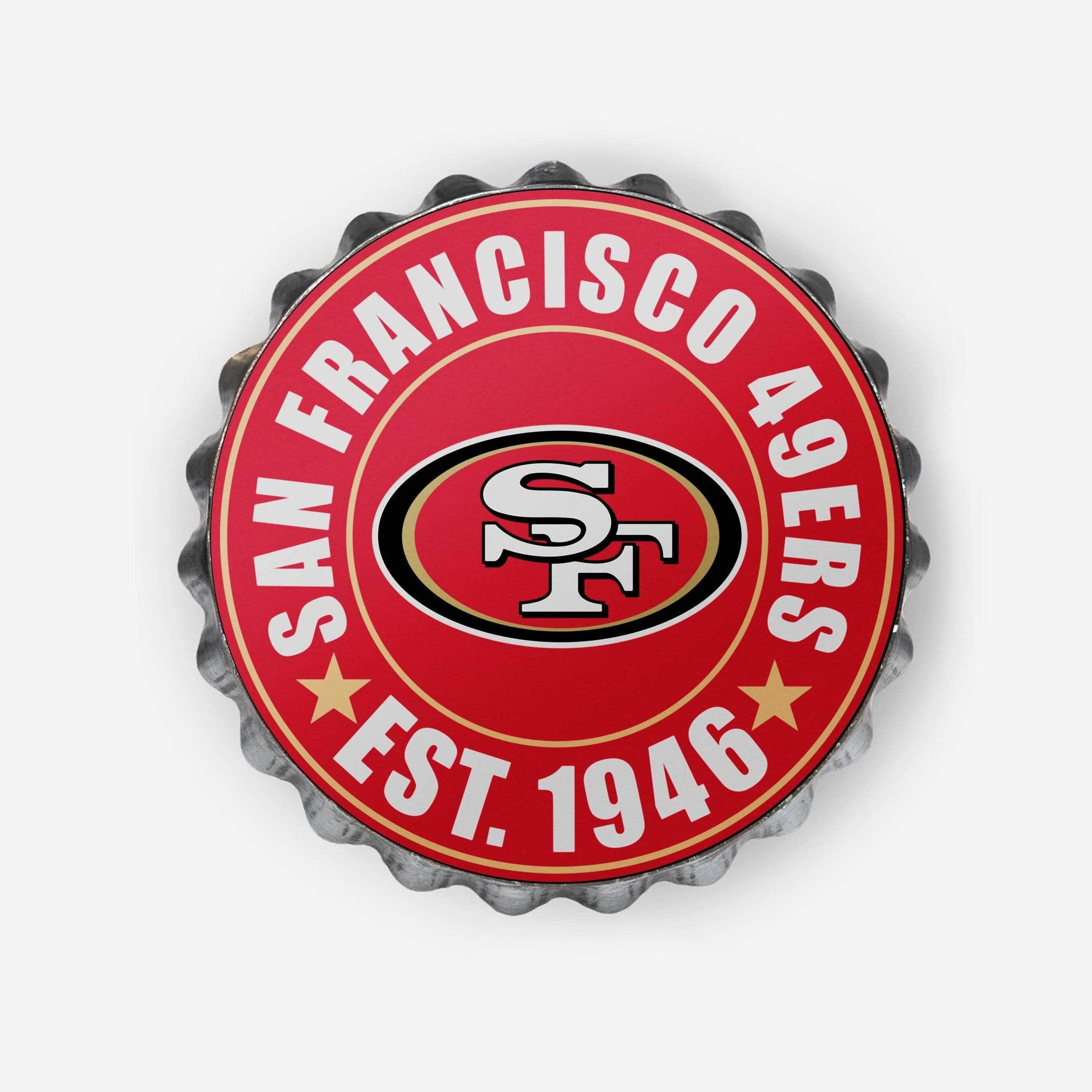 San Francisco 49ers 13” Jumbo Metal Distressed Bottle Cap Wall Sign –  Limited Edition FOCO 49ers Sign – Represent the NFL, NFC West and Show Your  Team