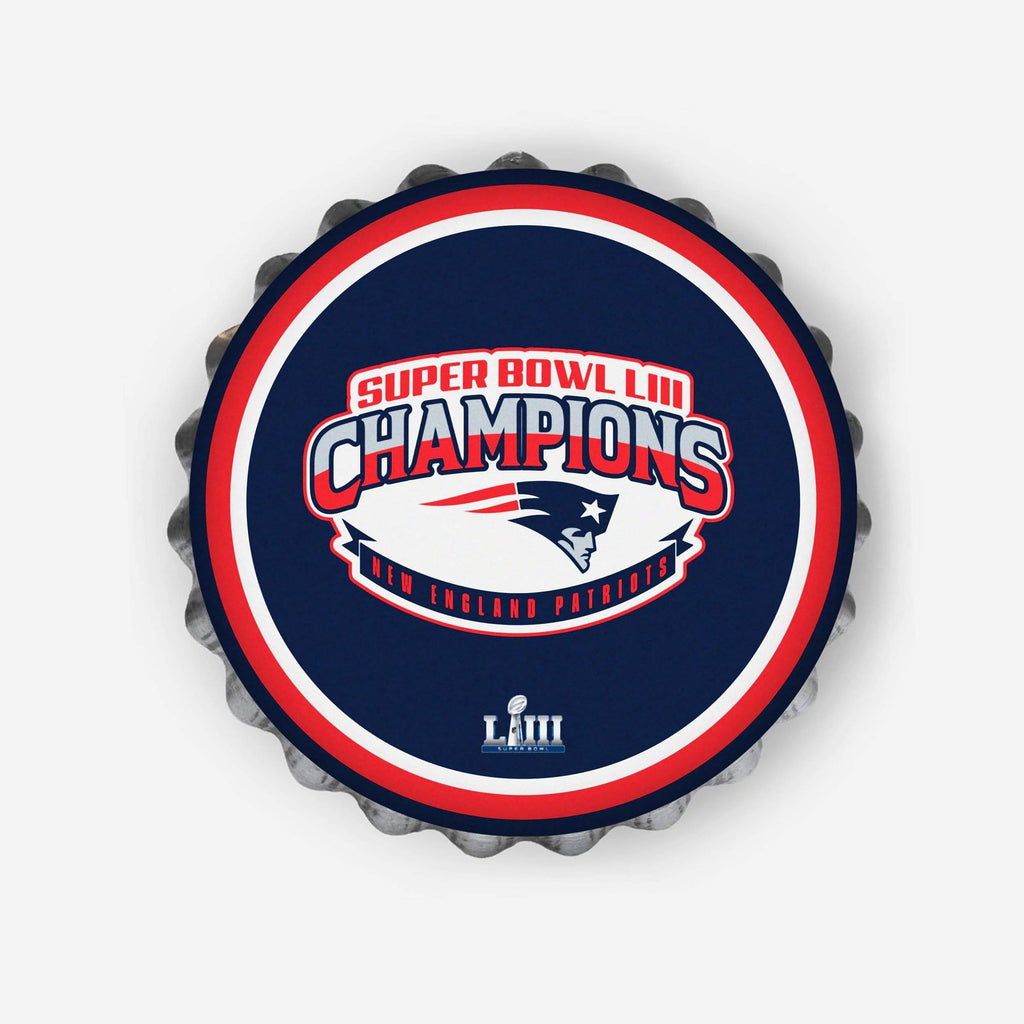 New England Patriots Super Bowl LIII Champions Bottle Cap Wall Sign FOCO - FOCO.com