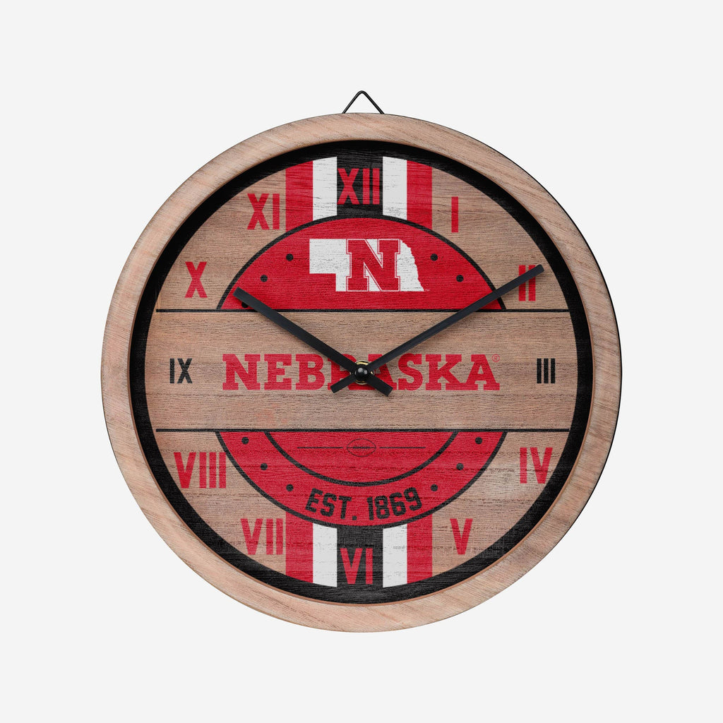 Nebraska Cornhuskers Barrel Wall Clock FOCO - FOCO.com