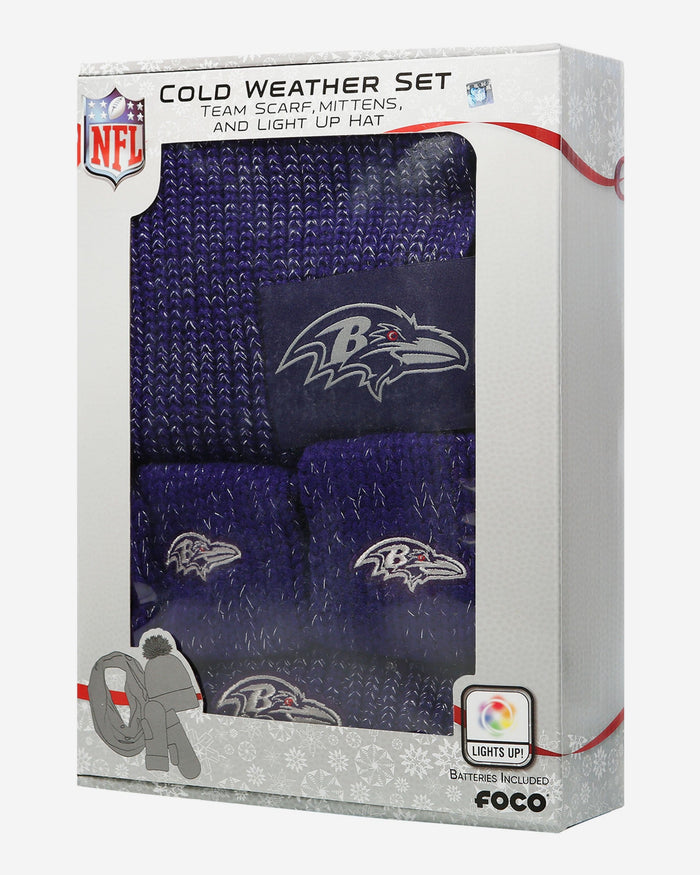 Baltimore Ravens Womens Glitter Knit Cold Weather Set FOCO - FOCO.com