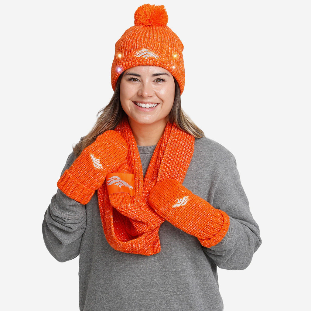 Denver Broncos Womens Glitter Knit Cold Weather Set FOCO - FOCO.com