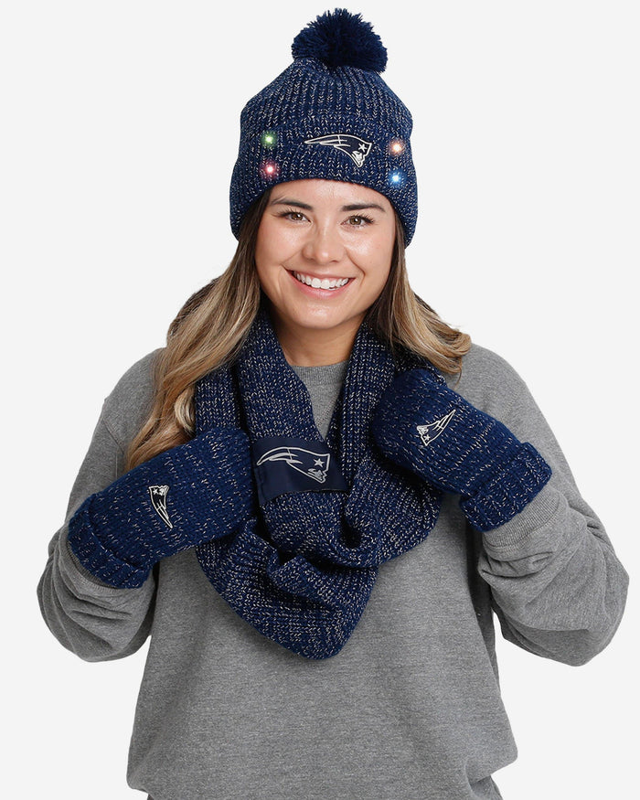 New England Patriots Womens Glitter Knit Cold Weather Set FOCO - FOCO.com