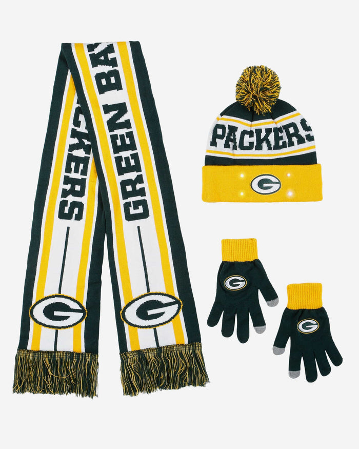 Green Bay Packers Snow Stealer Cold Weather Set FOCO - FOCO.com