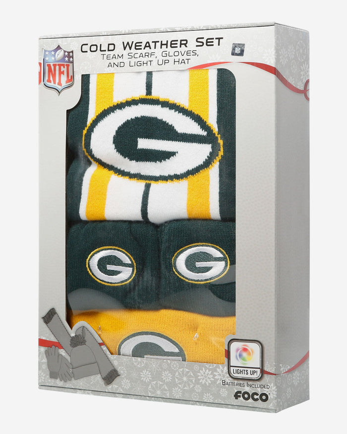 Green Bay Packers Snow Stealer Cold Weather Set FOCO - FOCO.com