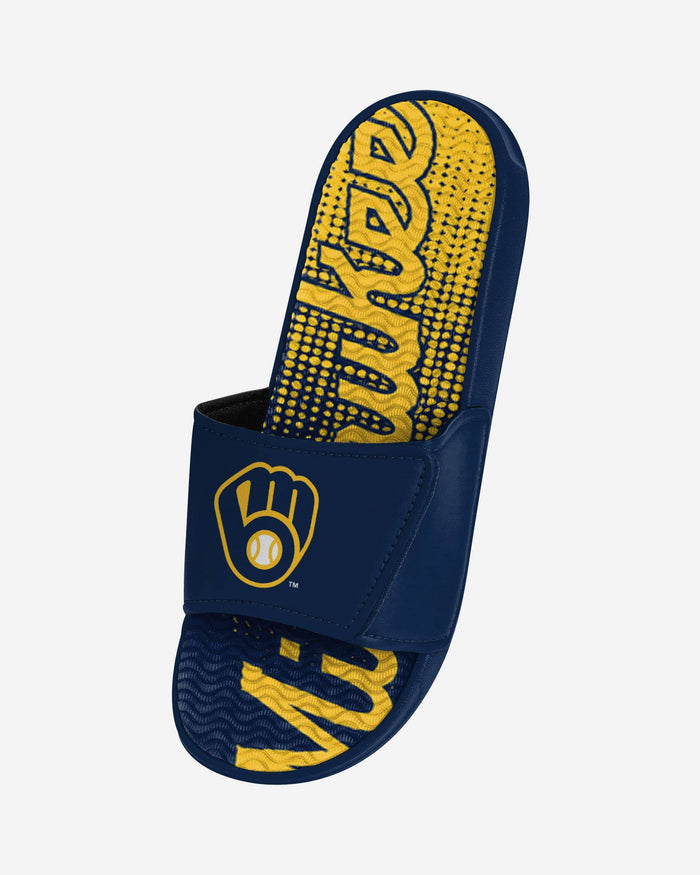 Milwaukee Brewers Gradient Wordmark Gel Slide FOCO - FOCO.com