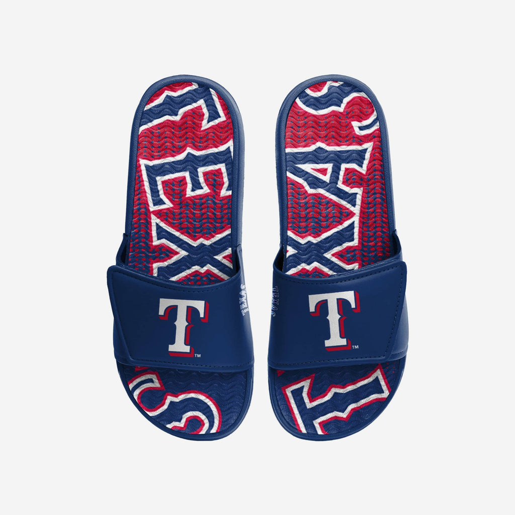 Texas Rangers Gradient Wordmark Gel Slide FOCO S - FOCO.com