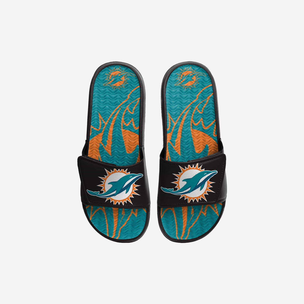 Miami Dolphins Youth Colorblock Big Logo Gel Slide FOCO S - FOCO.com