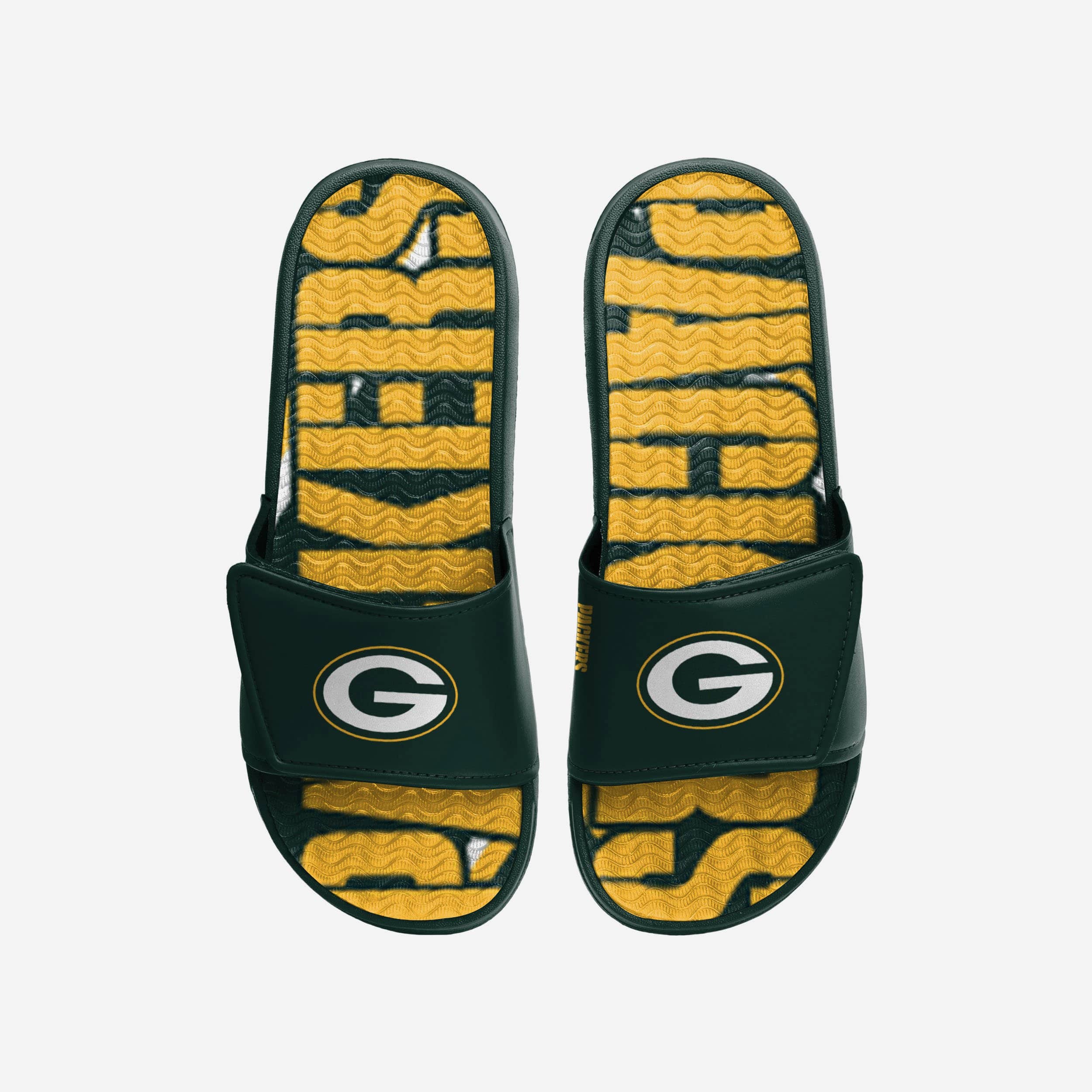 Green Bay Packers FOCO Logo Gel Slide Sandals