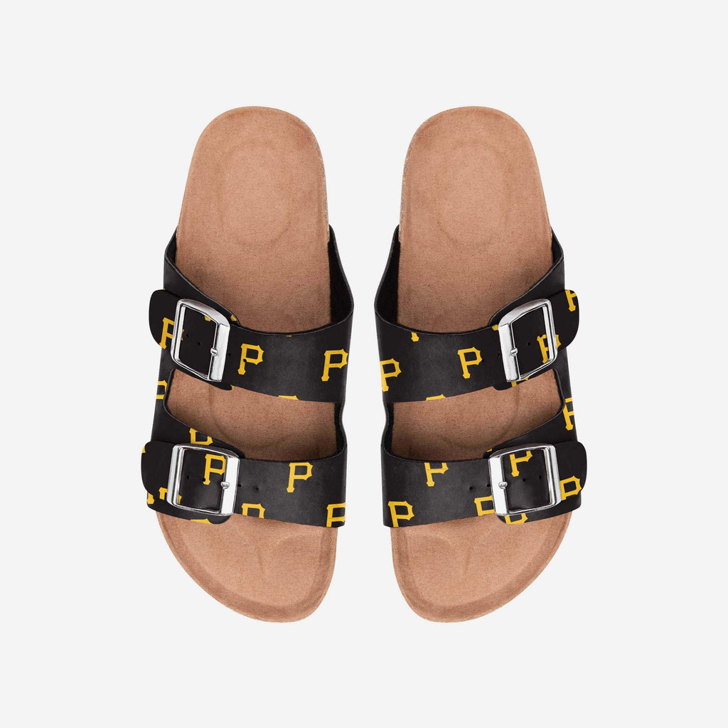 Pittsburgh Pirates Womens Team Logo Double Buckle Sandal FOCO S - FOCO.com