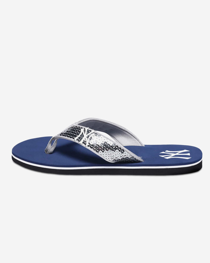 New York Yankees Womens Sequin Flip Flop FOCO - FOCO.com