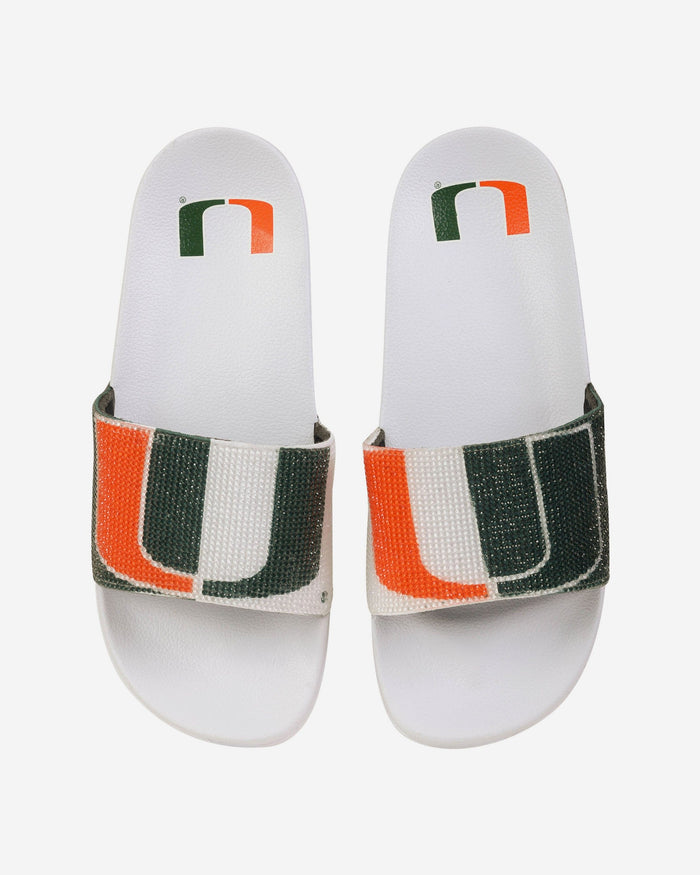 Miami Hurricanes Womens Big Logo Shimmer Slide FOCO S - FOCO.com