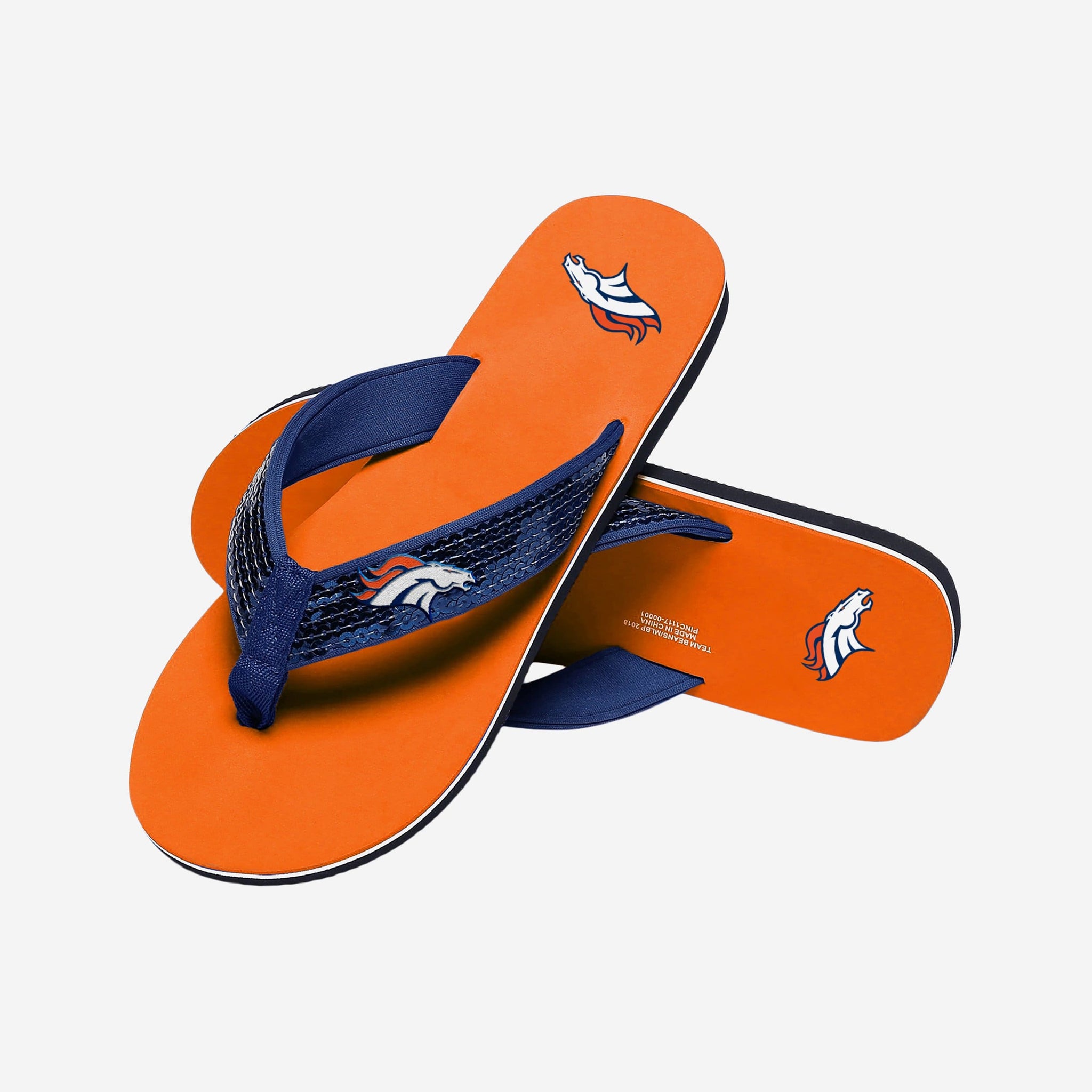 Denver Broncos Women's Sequin Flip Flops