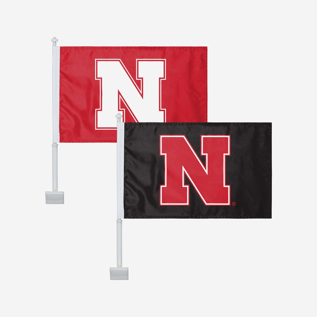 Nebraska Cornhuskers 2 Pack Solid Car Flag FOCO - FOCO.com