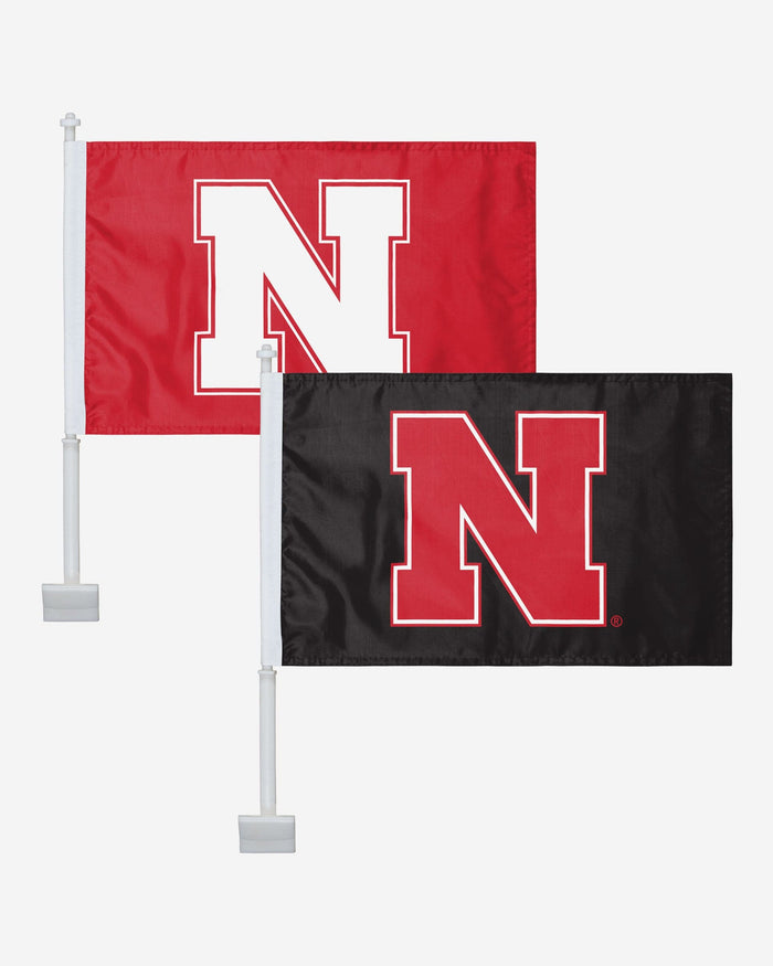 Nebraska Cornhuskers 2 Pack Solid Car Flag FOCO - FOCO.com