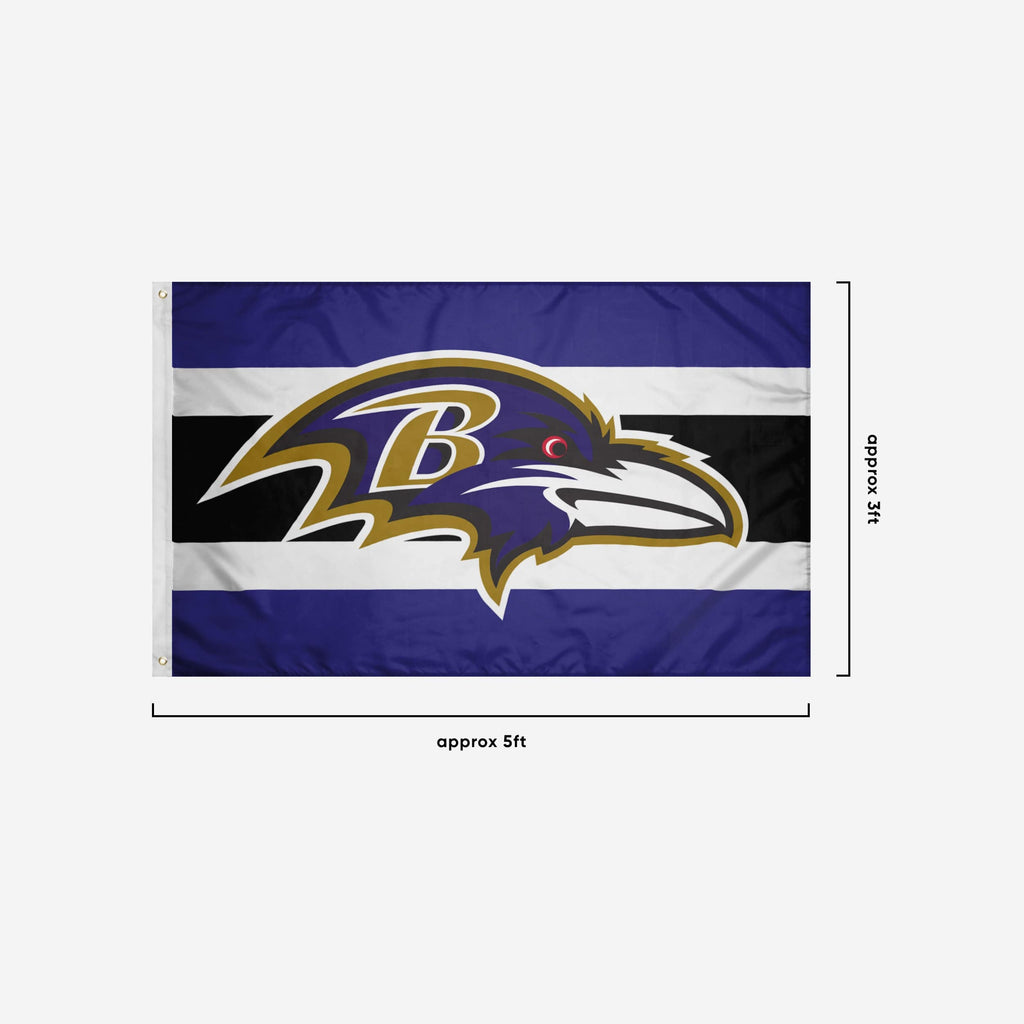 Baltimore Ravens Big Logo Team Stripe Horizontal Flag FOCO