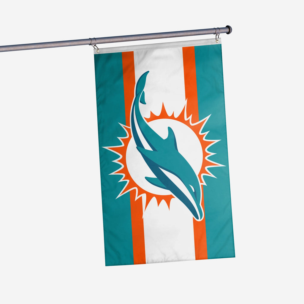 Miami Dolphins Big Logo Team Stripe Horizontal Flag FOCO - FOCO.com