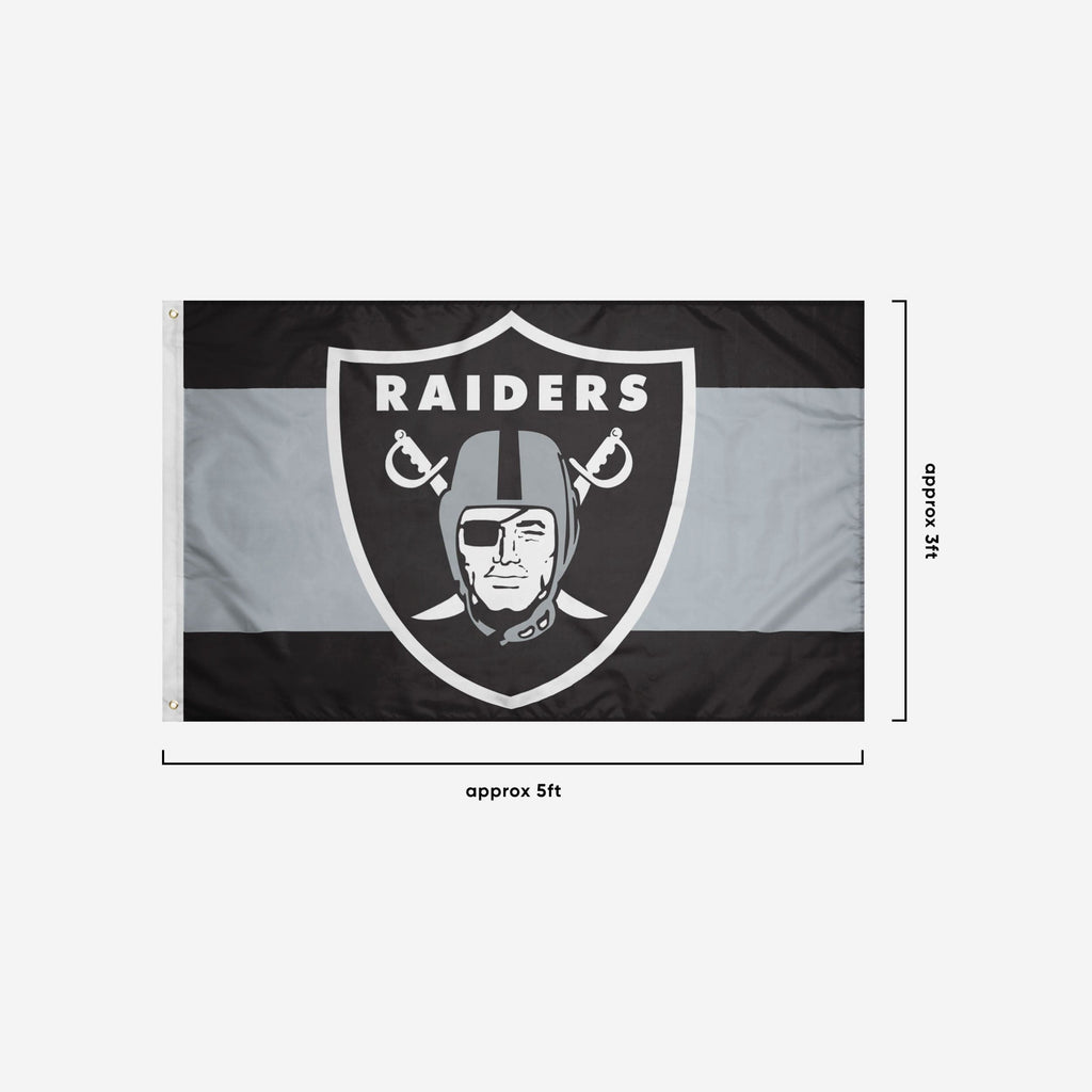 Las Vegas Raiders Big Logo Team Stripe Horizontal Flag FOCO