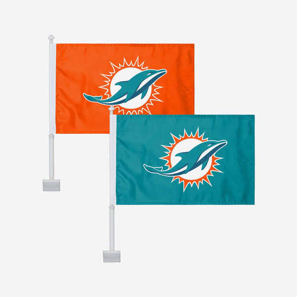 Fremont Die Inc Miami Dolphins Car Flag With Wall Brackett Car Flag 