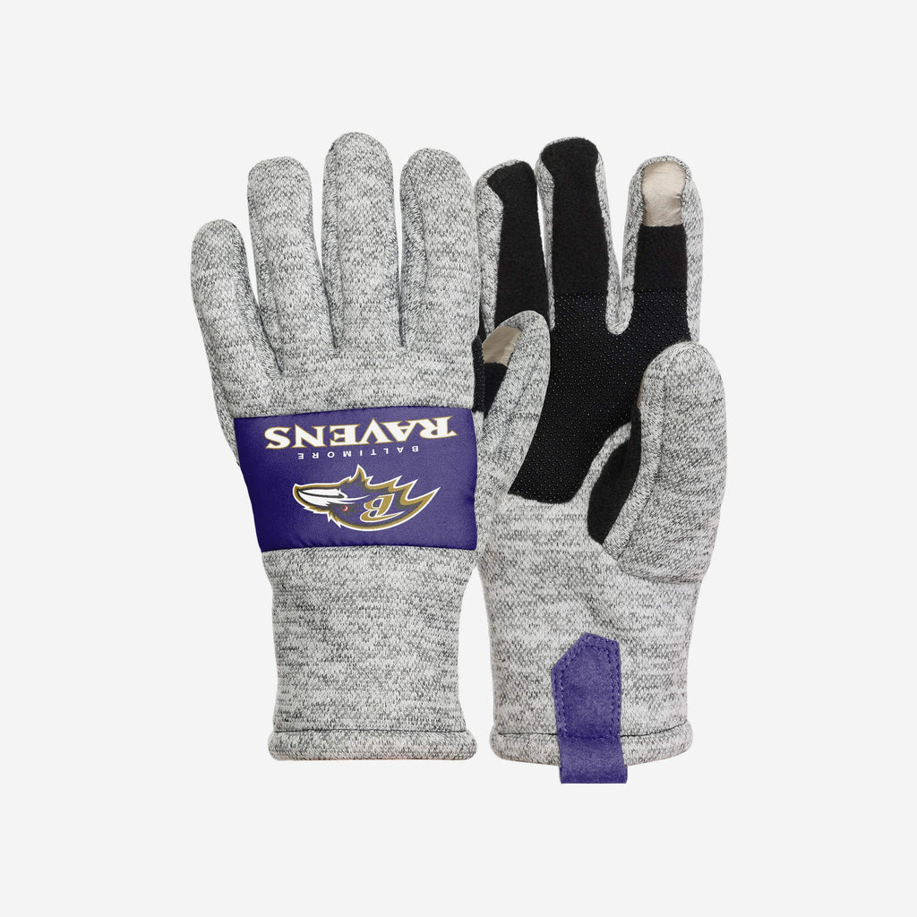 Baltimore Ravens Heather Grey Insulated Gloves FOCO S/M - FOCO.com