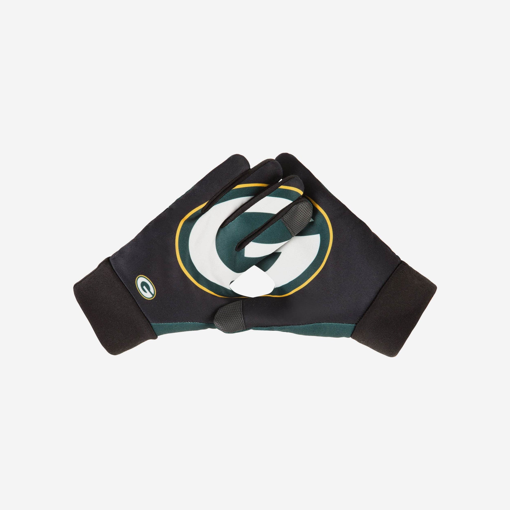 FOCO Green Bay Packers Cropped Logo Texting Gloves in Black