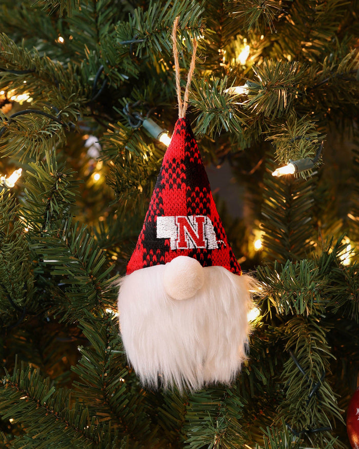 Nebraska Cornhuskers Plaid Hat Plush Gnome Ornament FOCO - FOCO.com