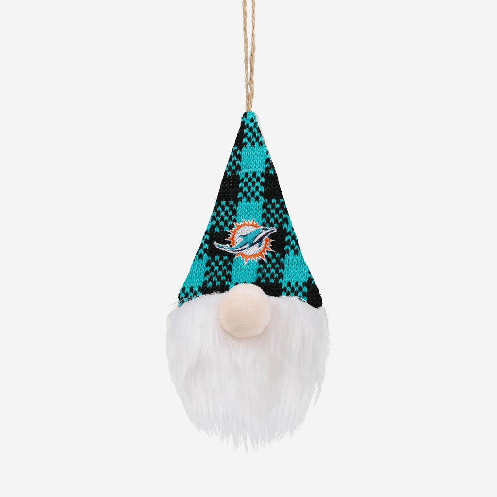 Miami Dolphins Plaid Hat Plush Gnome Ornament FOCO - FOCO.com