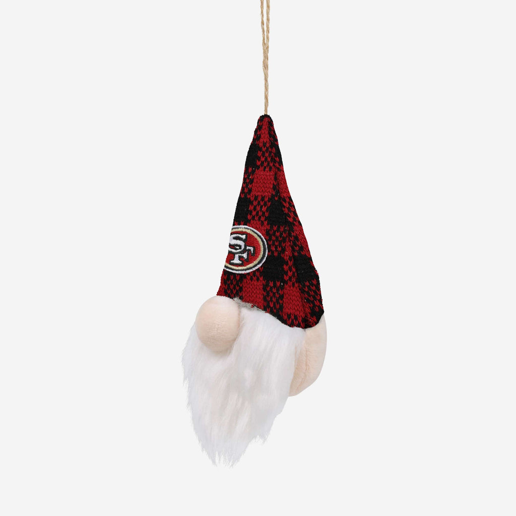 San Francisco 49ers Plaid Hat Plush Gnome Ornament FOCO